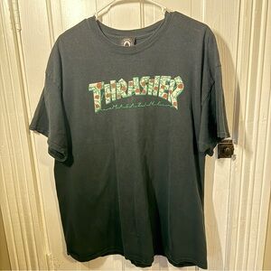 Thrasher Magazine Rose Logo Graphic T-Shirt Mens XL Black Cotton Skateboarding